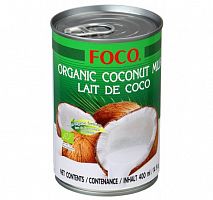 Переработанная мякоть кокоса, органическое кокосовое молоко " FOCO" (10-12%), 400 мл, ж/б